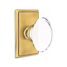 Load image into Gallery viewer, HAMPTON GLASS (HT) PRIVACY (BED/BATH) KNOB WITH 2-3/8" BACKSET AND 1/4" FACEPLATE AND STRIKEPLATE WITH TRADITIONAL ROSETTE