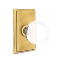 Load image into Gallery viewer, BRISTOL GLASS (BL) PRIVACY (BED/ BATH) KNOB WITH 2-3/8" BACKSET AND 1/4" ROUND FACEPLATE AND STRIKEPLATE WITH TRADITIONAL ROSETTE