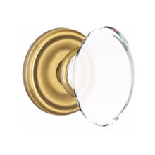 Load image into Gallery viewer, HAMPTON GLASS (HT) PRIVACY (BED/BATH) KNOB WITH 2-3/8" BACKSET AND 1/4" FACEPLATE AND STRIKEPLATE WITH TRADITIONAL ROSETTE