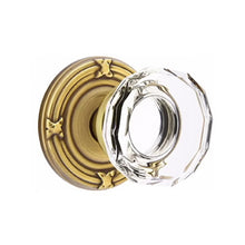 Load image into Gallery viewer, LOWELL GLASS (LW) PASSAGE (HALL/CLOSET) KNOB WITH 2-3/8" BACKSET AND 1/4" ROUND FACEPLATE AND STRIKEPLATE