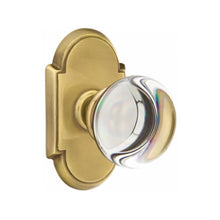 Load image into Gallery viewer, PROVIDENCE GLASS (PC) PRIVACY (BED/BATH) KNOB WITH 2-3/8" BACKSET AND 1/4" ROUND FACEPLATE AND STRIKEPLATE