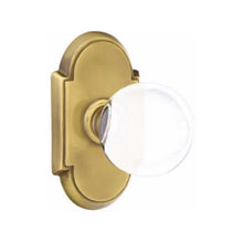Load image into Gallery viewer, BRISTOL GLASS (BL) PRIVACY (BED/ BATH) KNOB WITH 2-3/8" BACKSET AND 1/4" ROUND FACEPLATE AND STRIKEPLATE WITH TRADITIONAL ROSETTE