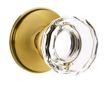 Load image into Gallery viewer, LOWELL GLASS (LW) PASSAGE (HALL/CLOSET) KNOB WITH 2-3/8" BACKSET AND 1/4" ROUND FACEPLATE AND STRIKEPLATE