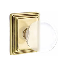 Load image into Gallery viewer, BRISTOL GLASS (BL) PRIVACY (BED/ BATH) KNOB WITH 2-3/8" BACKSET AND 1/4" ROUND FACEPLATE AND STRIKEPLATE WITH TRADITIONAL ROSETTE