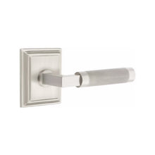 Load image into Gallery viewer, L-SQUARE KNURLED (LS.KN) PASSAGE (HALL/CLOSET) LEVER WITH 2-3/8" BACKSET AND 1/4" ROUND FACEPLATE AND STRIKEPLATE