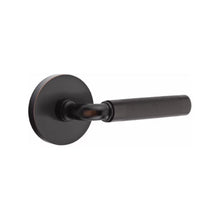 Load image into Gallery viewer, R-BAR KNURLED (RA.KN) PRIVACY (BED/BATH) LEVER WITH 2-3/8&quot; BACKSET AND 1/4&quot; ROUND FACEPLATE AND STRIKEPLATE
