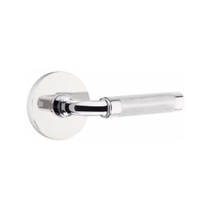 R-BAR KNURLED (RA.KN) PRIVACY (BED/BATH) LEVER WITH 2-3/8" BACKSET AND 1/4" ROUND FACEPLATE AND STRIKEPLATE