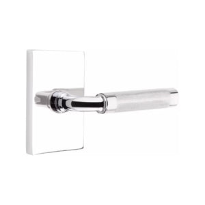 R-BAR KNURLED (RA.KN) PRIVACY (BED/BATH) LEVER WITH 2-3/8" BACKSET AND 1/4" ROUND FACEPLATE AND STRIKEPLATE