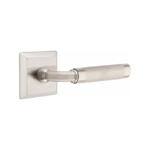 R-BAR KNURLED (RA.KN) PRIVACY (BED/BATH) LEVER WITH 2-3/8" BACKSET AND 1/4" ROUND FACEPLATE AND STRIKEPLATE