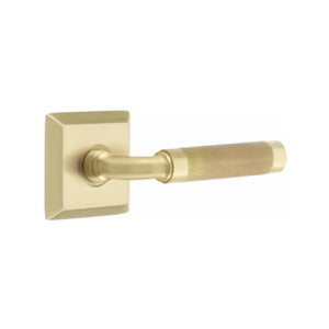 R-BAR KNURLED (RA.KN) PRIVACY (BED/BATH) LEVER WITH 2-3/8" BACKSET AND 1/4" ROUND FACEPLATE AND STRIKEPLATE