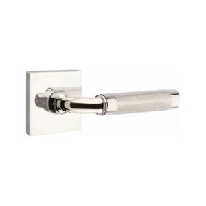 R-BAR KNURLED (RA.KN) PRIVACY (BED/BATH) LEVER WITH 2-3/8" BACKSET AND 1/4" ROUND FACEPLATE AND STRIKEPLATE