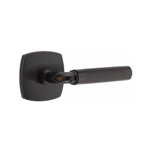 R-BAR KNURLED (RA.KN) PRIVACY (BED/BATH) LEVER WITH 2-3/8" BACKSET AND 1/4" ROUND FACEPLATE AND STRIKEPLATE