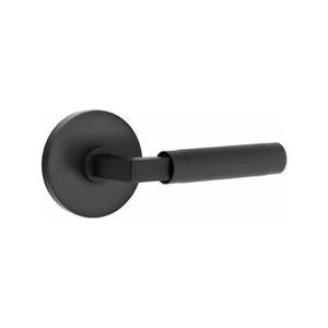 L-SQUARE KNURLED (LS.KN) PRIVACY (BED/BATH) LEVER WITH 2-3/8" BACKSET AND 1/4" ROUND FACEPLATE AND STRIKEPLATE