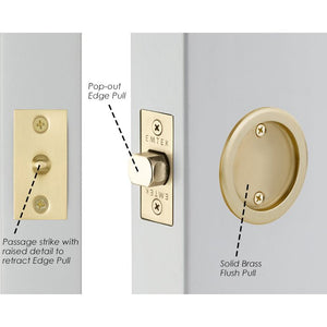 ROUND PASSAGE (2144) POCKET DOOR TUBULAR LOCKS WITH 2-3/8" BACKSET