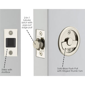 ROUND PRIVACY (2145) POCKET DOOR TUBULAR LOCKS WITH 2-3/8" BACKSET