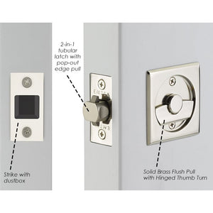 SQUARE PRIVACY (2135) POCKET DOOR TUBULAR LOCKS WITH 2-3/8" BACKSET