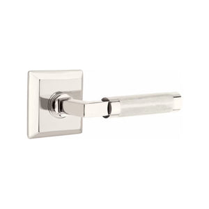 L-SQUARE KNURLED (LS.KN) PRIVACY (BED/BATH) LEVER WITH 2-3/8" BACKSET AND 1/4" ROUND FACEPLATE AND STRIKEPLATE