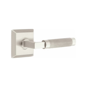 L-SQUARE KNURLED (LS.KN) PRIVACY (BED/BATH) LEVER WITH 2-3/8" BACKSET AND 1/4" ROUND FACEPLATE AND STRIKEPLATE