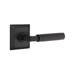 L-SQUARE KNURLED (LS.KN) PRIVACY (BED/BATH) LEVER WITH 2-3/8" BACKSET AND 1/4" ROUND FACEPLATE AND STRIKEPLATE