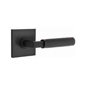 L-SQUARE KNURLED (LS.KN) PRIVACY (BED/BATH) LEVER WITH 2-3/8" BACKSET AND 1/4" ROUND FACEPLATE AND STRIKEPLATE