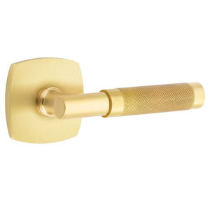 URBAN MODERN SECTIONAL SATIN BRASS (US4) HANDLESET DUMMY [4705] W/ 2-3/8" BACKSET AND 1/4" ROUND FACEPLATE AND STRIKEPLATE W/ INTERIOR LEVER
