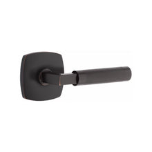 Load image into Gallery viewer, L-SQUARE KNURLED (LS.KN) PRIVACY (BED/BATH) LEVER WITH 2-3/8&quot; BACKSET AND 1/4&quot; ROUND FACEPLATE AND STRIKEPLATE
