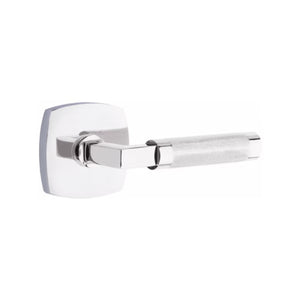 L-SQUARE KNURLED (LS.KN) PRIVACY (BED/BATH) LEVER WITH 2-3/8" BACKSET AND 1/4" ROUND FACEPLATE AND STRIKEPLATE