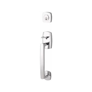 URBAN MODERN SECTIONAL POLISHED NICKEL (US14) HANDLESET DUMMY [4705] W/ 2-3/8" BACKSET AND 1/4" ROUND FACEPLATE AND STRIKEPLATE W/ INTERIOR LEVER