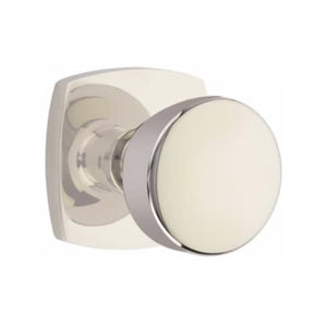 URBAN MODERN SECTIONAL POLISHED NICKEL (US14) HANDLESET DUMMY [4705] W/ 2-3/8" BACKSET AND 1/4" ROUND FACEPLATE AND STRIKEPLATE W/ INTERIOR KNOB