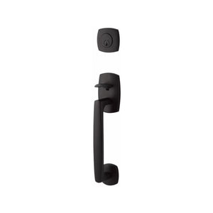 URBAN MODERN SECTIONAL FLAT BLACK (US19) HANDLESET DUMMY [4705] W/ 2-3/8" BACKSET AND 1/4" ROUND FACEPLATE AND STRIKEPLATE W/ INTERIOR LEVER