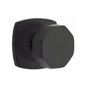 URBAN MODERN SECTIONAL FLAT BLACK (US19) HANDLESET DUMMY [4705] W/ 2-3/8" BACKSET AND 1/4" ROUND FACEPLATE AND STRIKEPLATE W/ INTERIOR KNOB