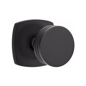 URBAN MODERN SECTIONAL FLAT BLACK (US19) HANDLESET DUMMY [4705] W/ 2-3/8" BACKSET AND 1/4" ROUND FACEPLATE AND STRIKEPLATE W/ INTERIOR KNOB