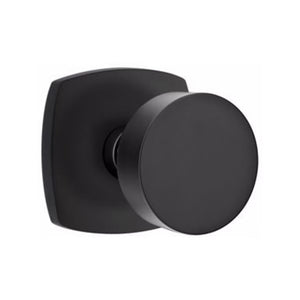 URBAN MODERN SECTIONAL FLAT BLACK (US19) HANDLESET DUMMY [4705] W/ 2-3/8" BACKSET AND 1/4" ROUND FACEPLATE AND STRIKEPLATE W/ INTERIOR KNOB