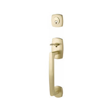 Load image into Gallery viewer, URBAN MODERN SECTIONAL SATIN BRASS (US4) HANDLESET DUMMY [4705] W/ 2-3/8&quot; BACKSET AND 1/4&quot; ROUND FACEPLATE AND STRIKEPLATE W/ INTERIOR KNOB
