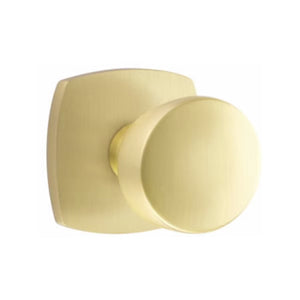 URBAN MODERN SECTIONAL SATIN BRASS (US4) HANDLESET DUMMY [4705] W/ 2-3/8" BACKSET AND 1/4" ROUND FACEPLATE AND STRIKEPLATE W/ INTERIOR KNOB