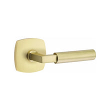 Load image into Gallery viewer, URBAN MODERN SECTIONAL SATIN BRASS (US4) HANDLESET DUMMY [4705] W/ 2-3/8&quot; BACKSET AND 1/4&quot; ROUND FACEPLATE AND STRIKEPLATE W/ INTERIOR LEVER
