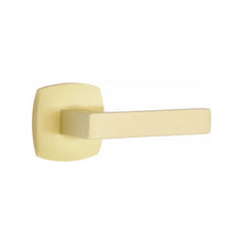 Load image into Gallery viewer, URBAN MODERN SECTIONAL SATIN BRASS (US4) HANDLESET DUMMY [4705] W/ 2-3/8&quot; BACKSET AND 1/4&quot; ROUND FACEPLATE AND STRIKEPLATE W/ INTERIOR LEVER
