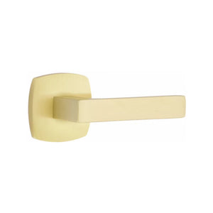 URBAN MODERN SECTIONAL SATIN BRASS (US4) HANDLESET DUMMY [4705] W/ 2-3/8" BACKSET AND 1/4" ROUND FACEPLATE AND STRIKEPLATE W/ INTERIOR LEVER