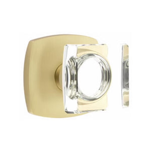 URBAN MODERN SECTIONAL SATIN BRASS (US4) HANDLESET DUMMY [4705] W/ 2-3/8" BACKSET AND 1/4" ROUND FACEPLATE AND STRIKEPLATE W/ INTERIOR KNOB