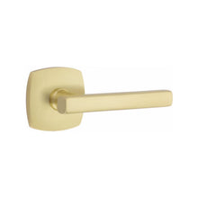Load image into Gallery viewer, URBAN MODERN SECTIONAL SATIN BRASS (US4) HANDLESET DUMMY [4705] W/ 2-3/8&quot; BACKSET AND 1/4&quot; ROUND FACEPLATE AND STRIKEPLATE W/ INTERIOR LEVER
