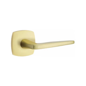 URBAN MODERN SECTIONAL SATIN BRASS (US4) HANDLESET DUMMY [4705] W/ 2-3/8" BACKSET AND 1/4" ROUND FACEPLATE AND STRIKEPLATE W/ INTERIOR LEVER