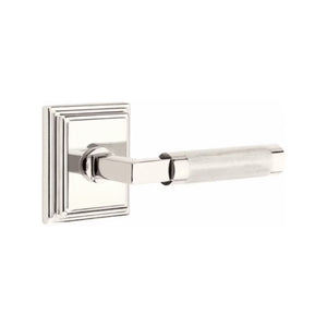 L-SQUARE KNURLED (LS.KN) PRIVACY (BED/BATH) LEVER WITH 2-3/8" BACKSET AND 1/4" ROUND FACEPLATE AND STRIKEPLATE