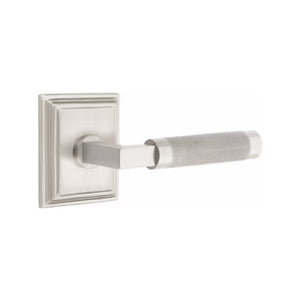 L-SQUARE KNURLED (LS.KN) PRIVACY (BED/BATH) LEVER WITH 2-3/8" BACKSET AND 1/4" ROUND FACEPLATE AND STRIKEPLATE