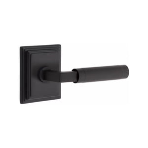 L-SQUARE KNURLED (LS.KN) PRIVACY (BED/BATH) LEVER WITH 2-3/8" BACKSET AND 1/4" ROUND FACEPLATE AND STRIKEPLATE