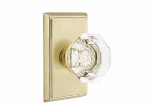 OLD TOWN GLASS (OT) PRIVACY (BED/BATH) KNOB WITH 2-3/8" BACKSET AND 1/4" ROUND FACEPLATE AND STRIKEPLATE