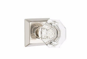 OLD TOWN GLASS (OT) PRIVACY (BED/BATH) KNOB WITH 2-3/8" BACKSET AND 1/4" ROUND FACEPLATE AND STRIKEPLATE