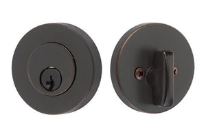 MODERN DISC DEADBOLT WITH 2-3/8" BACKSET AND 1/4" ROUND FACEPLATE AND STRIKEPLATE
