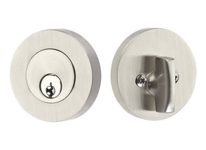 MODERN DISC DEADBOLT WITH 2-3/8" BACKSET AND 1/4" ROUND FACEPLATE AND STRIKEPLATE