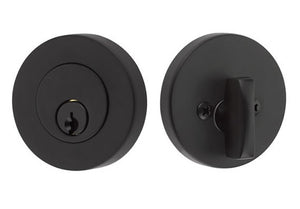 MODERN DISC DEADBOLT WITH 2-3/8" BACKSET AND 1/4" ROUND FACEPLATE AND STRIKEPLATE