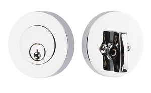 MODERN DISC DEADBOLT WITH 2-3/8" BACKSET AND 1/4" ROUND FACEPLATE AND STRIKEPLATE